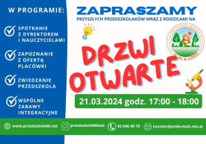 Ulotka - zaproszenia na wydarzenie "Drzwi otwarte"