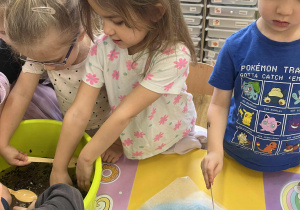 Dziecko nakłada karmę dla ptaków