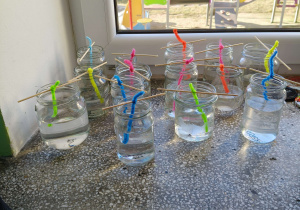 Słoiki  stoją na parapecie.